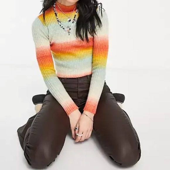 Bershka size S rainbow stripe stretch jumper very good carefully worn condition - Picture 3 of 16